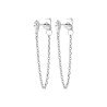 Boucles d'oreilles Chaîne Fine Argent Rhodié & Oxyde de Zirconium