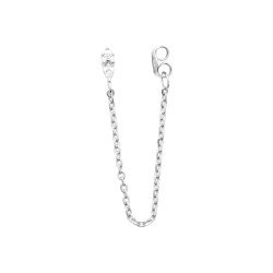 Boucles d'oreilles Chaîne Fine Argent Rhodié & Oxyde de Zirconium