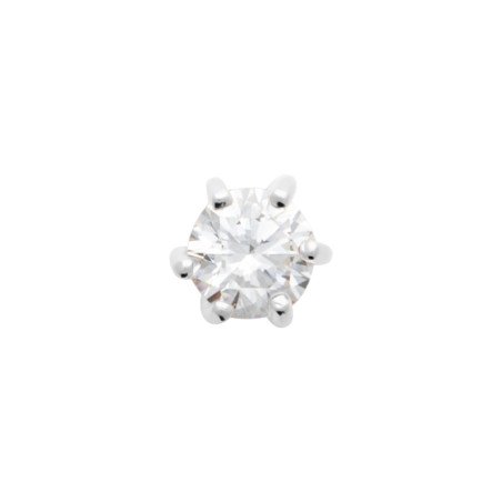 Puce d'Oreille Solitaire Argent Rhodié Oxyde de Zirconium