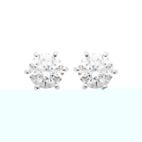 Puces d'Oreilles Solitaire Argent Rhodié & Oxyde de Zirconium