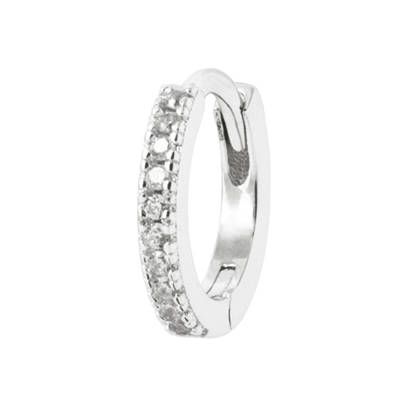 Créole Argent Rhodié Pave Zirconium à l'unité - Kara Bijoux