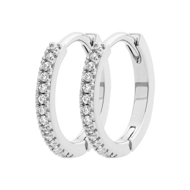 Créoles Argent 925 Rhodié & Zirconium - Kara Bijoux