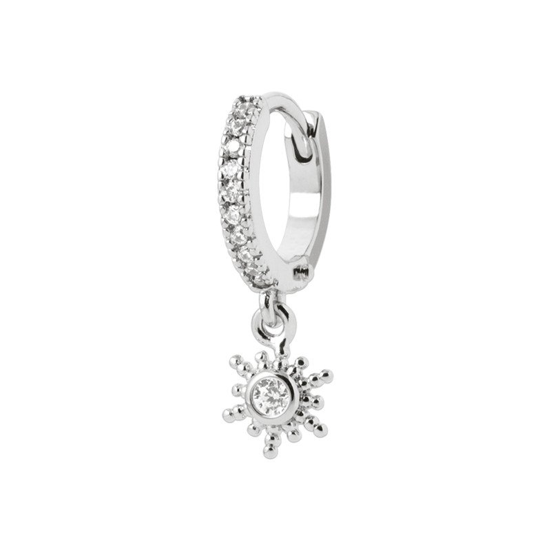 Créole Argent Rhodié Soleil Zirconia - Kara Bijoux
