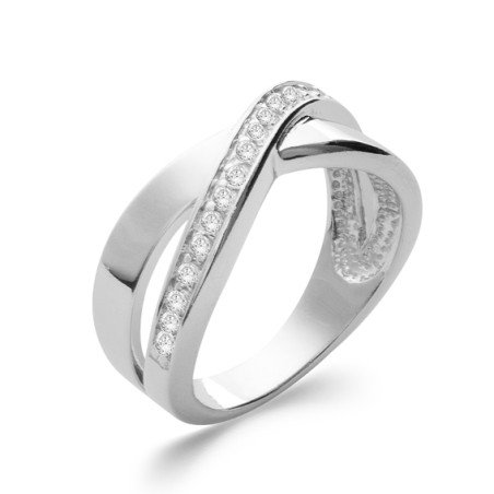 Bague Argent Rhodié Entrelacs Oxydes de Zirconium - Kara Bijoux