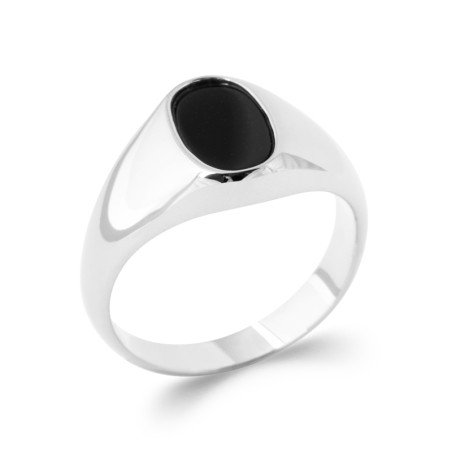 Bague Chevalière Argent 925 Imitation Onyx - Kara Bijoux