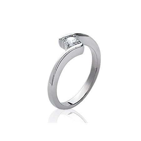 Bague Solitaire Éclat en Argent 925 Rhodié et Oxyde de Zirconium
