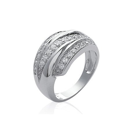Bague Argent Rhodié Oxydes de Zirconium | Kara Bijoux