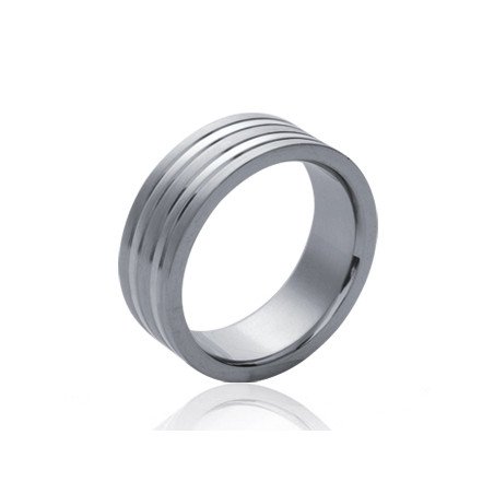Bague Acier Large à Stries - Bijou Moderne | Kara Bijoux