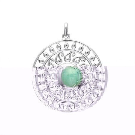 PENDENTIF ARGENT 925 RHODIE AVENTURINE