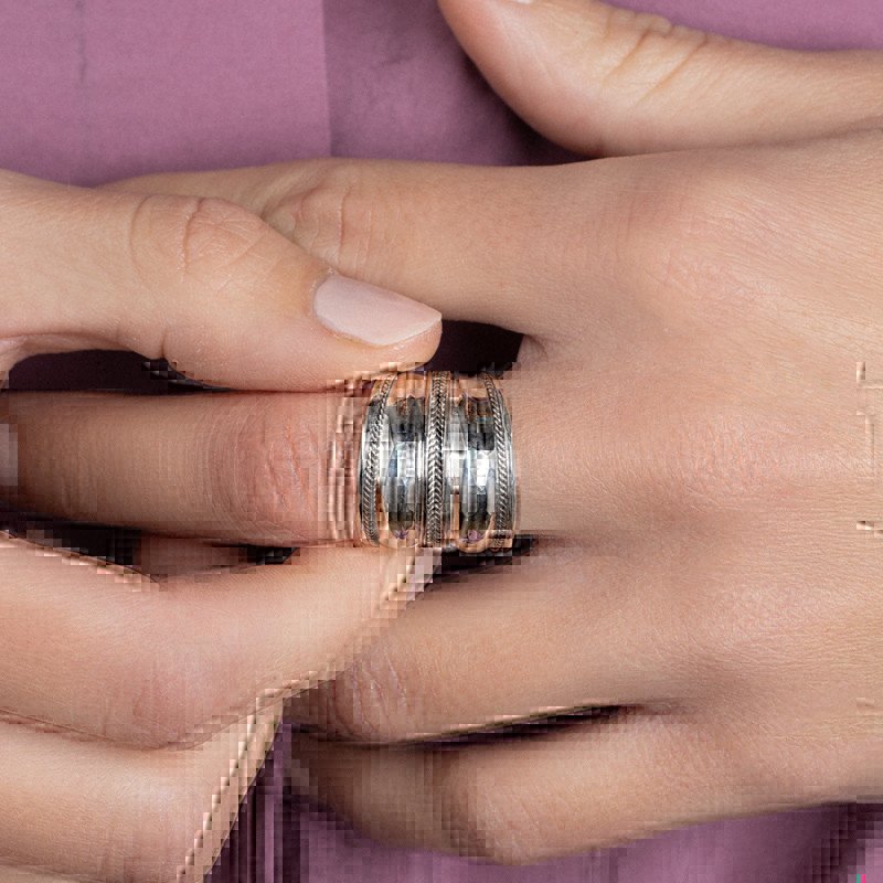 Bague Argent 925 Multilignes Texturée | Kara Bijoux