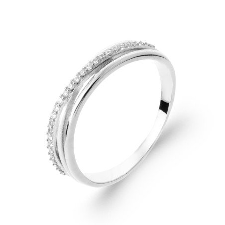 Bague Argent Rhodié Entrelacs Scintillants | Kara Bijoux