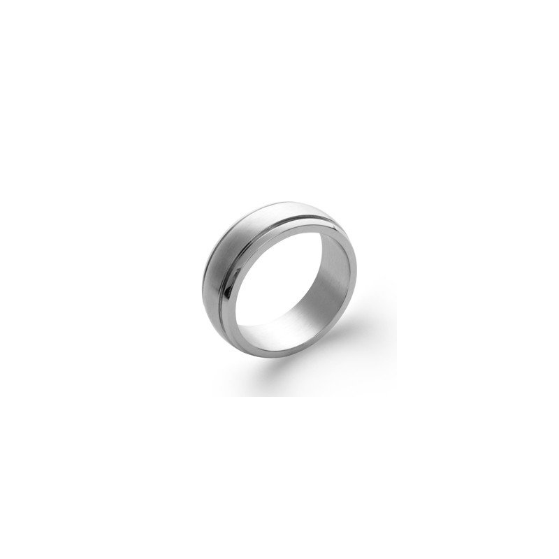 Bague Acier Rainurée Brossée | Bijoux Modernes Kara Bijoux