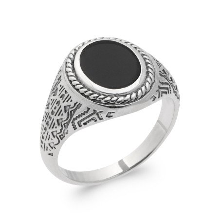 BAGUE ARGENT 925 AGATE NOIRE