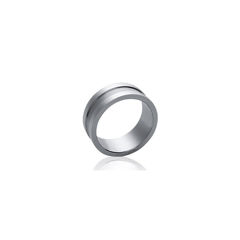 Bague Large Acier Brossé et Poli - Kara Bijoux