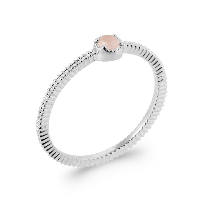BAGUE ARGENT 925 RHODIE QUARTZ ROSE