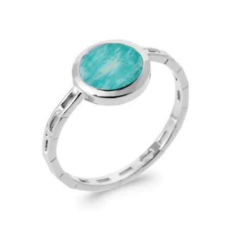 BAGUE ARGENT 925 RHODIE AMAZONITE