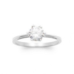 Bague Solitaire Argent Rhodié Oxyde de Zirconium | Kara Bijoux