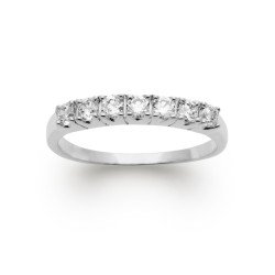 Bague Demi-Alliance Argent Rhodié Oxydes de Zirconium | Kara Bijoux