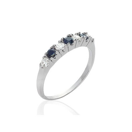 Bague Argent Rhodié Oxydes de Zirconium Bicolores | Kara Bijoux