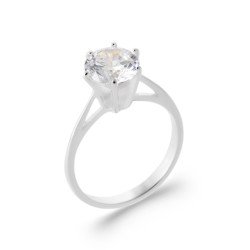 Bague Solitaire Oxyde de Zirconium Argent Rhodié | Kara Bijoux