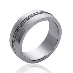 Bague Acier Brossé et Câble Torsadé - Kara Bijoux