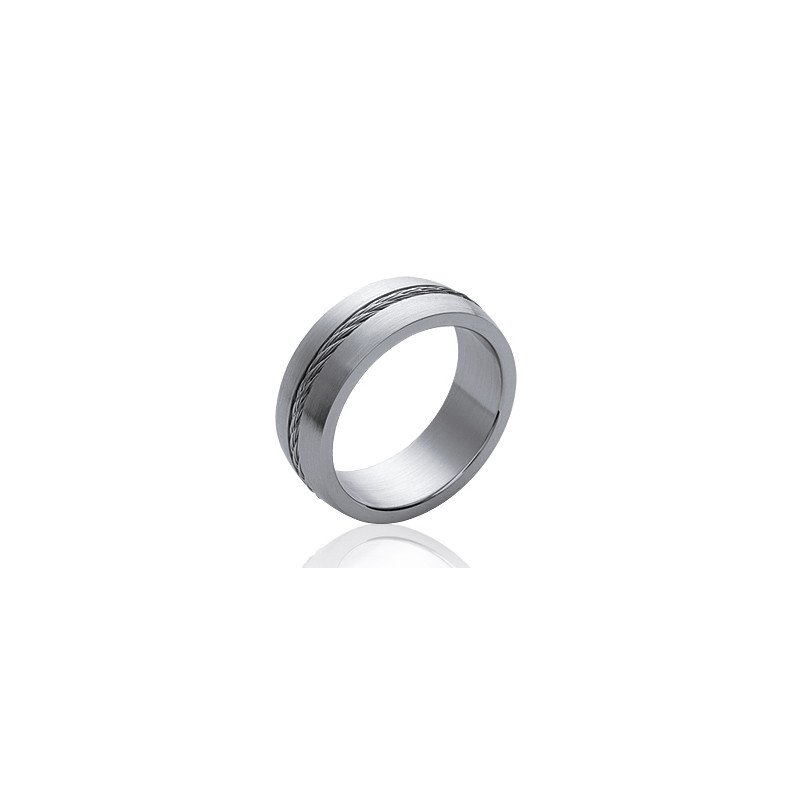 Bague Acier Brossé et Câble Torsadé - Kara Bijoux