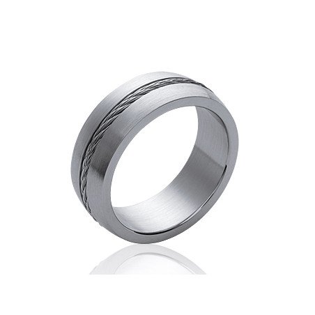 Bague Acier Brossé et Câble Torsadé - Kara Bijoux