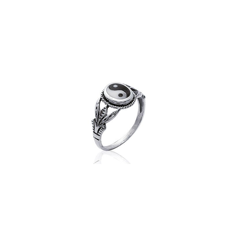 Bague Argent 925 Yin Yang Ornée | Bijou Symbole Équilibre