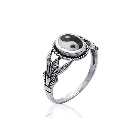 Bague Argent 925 Yin Yang Ornée | Bijou Symbole Équilibre