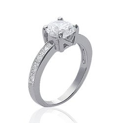 Bague Solitaire Argent Rhodié | Oxyde de Zirconium | Kara Bijoux