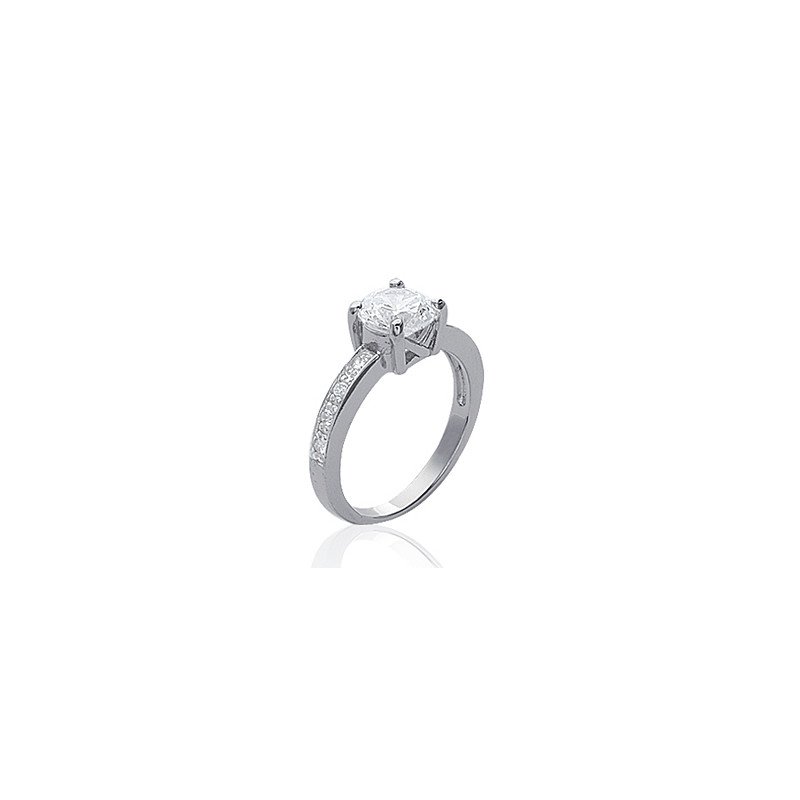 Bague Solitaire Argent Rhodié | Oxyde de Zirconium | Kara Bijoux