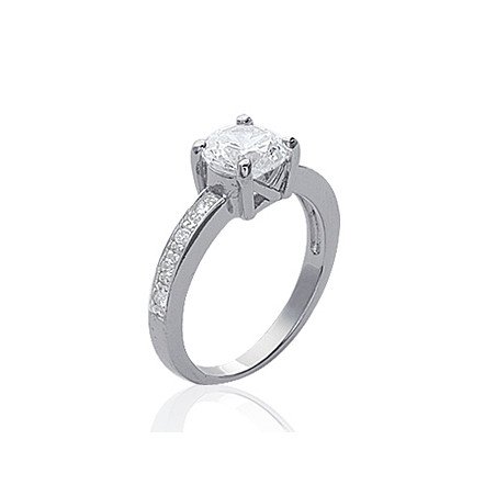 Bague Solitaire Argent Rhodié | Oxyde de Zirconium | Kara Bijoux