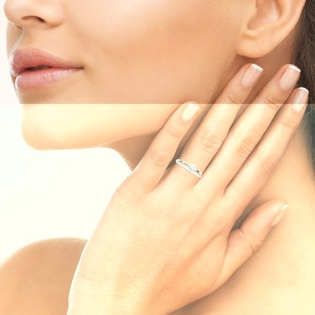 Bague Argent Rhodié Double Anneau Oxyde de Zirconium - Kara Bijoux