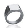 Bague Chevalière Acier Striée - Bijoux Homme | Kara Bijoux
