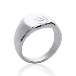 Bague Chevalière Acier Poli Motif Soleil - Kara Bijoux