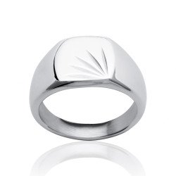 Bague Chevalière Acier Poli Motif Soleil - Kara Bijoux