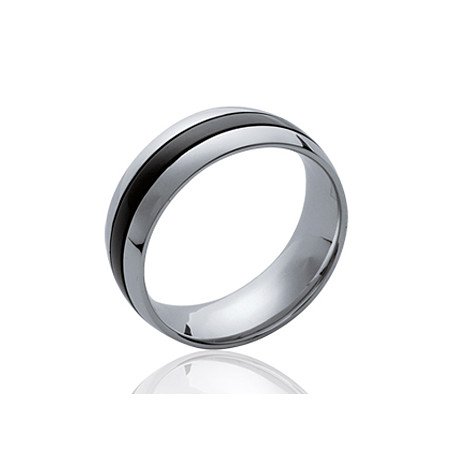 Bague Acier Bicolore Finition Ruthénium - Kara Bijoux