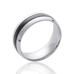 Bague Acier Bicolore Finition Ruthénium - Kara Bijoux