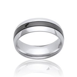 Bague Acier Bicolore Finition Ruthénium - Kara Bijoux
