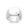 Bague Chevalière Argent 925 Rhodié & Oxyde de Zirconium