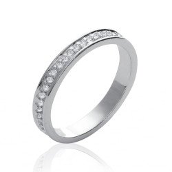 Bague Alliance Fine Argent Rhodié Oxydes de Zirconium - Kara Bijoux