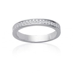 Bague Alliance Fine Argent Rhodié Oxydes de Zirconium - Kara Bijoux