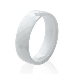 Bague Céramique Blanche Facettée - Élégance Moderne Kara Bijoux