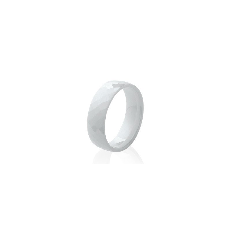 Bague Céramique Blanche Facettée - Élégance Moderne Kara Bijoux