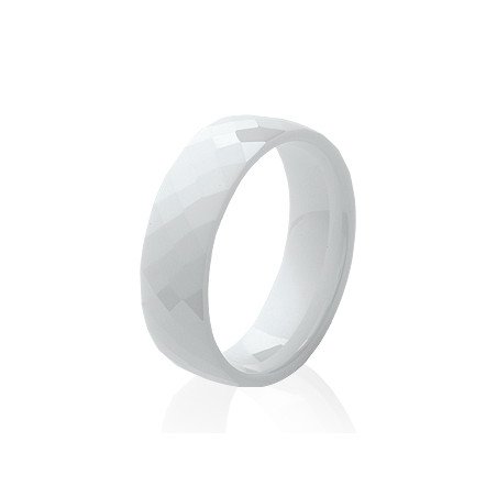Bague Céramique Blanche Facettée - Élégance Moderne Kara Bijoux