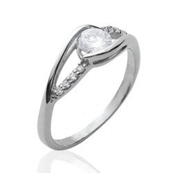 Bague Vague Scintillante Argent Rhodié & Oxydes de Zirconium