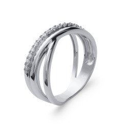 Bague Argent Rhodié Lignes Scintillantes - Kara Bijoux