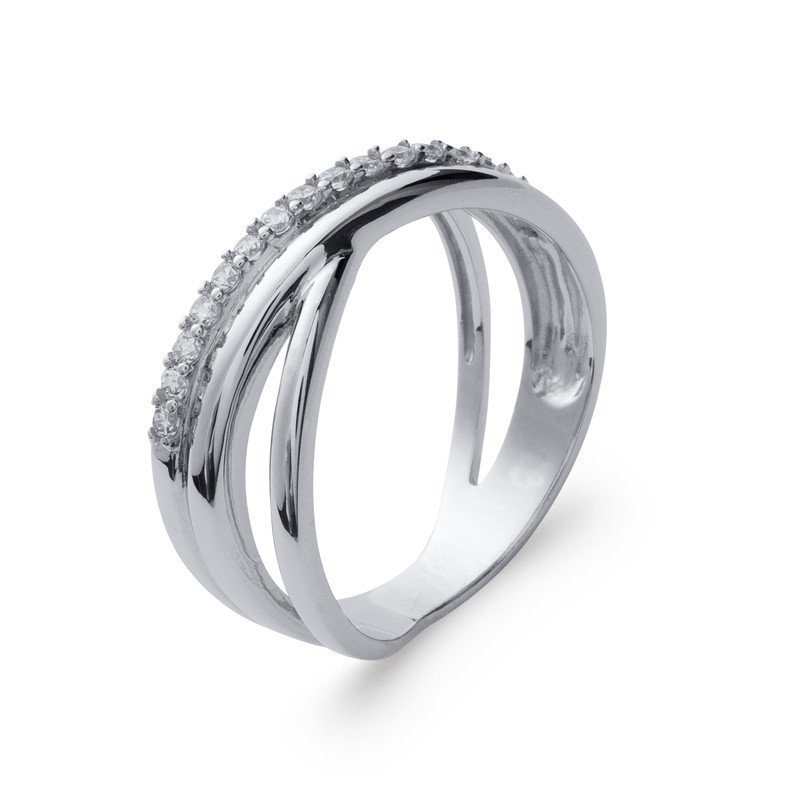 Bague Argent Rhodié Lignes Scintillantes - Kara Bijoux