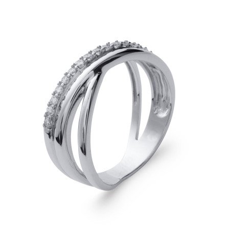 Bague Argent Rhodié Lignes Scintillantes - Kara Bijoux
