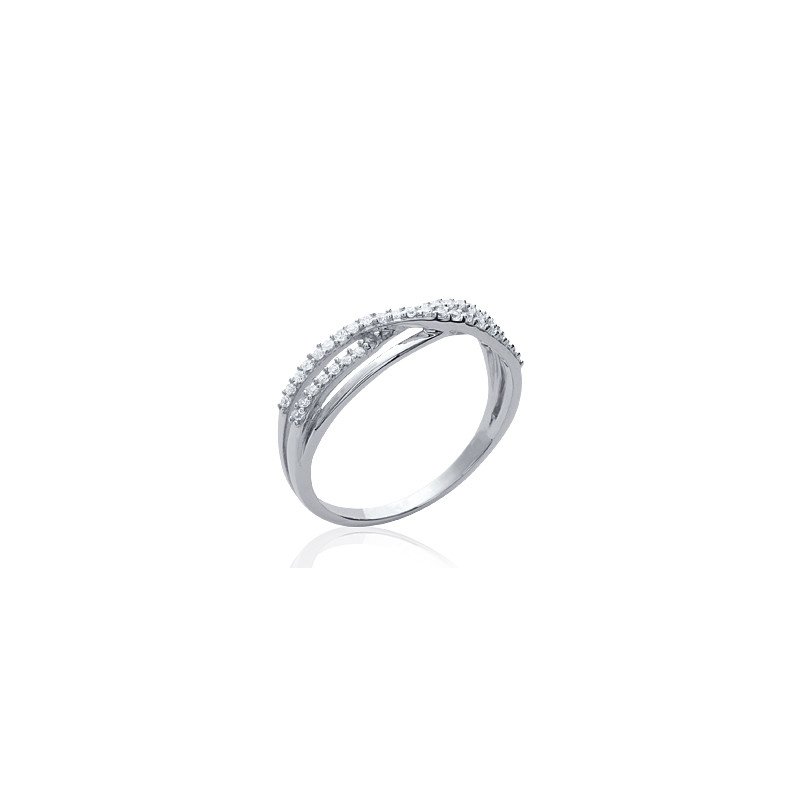 Bague Argent Rhodié Double Rang Scintillant - Kara Bijoux